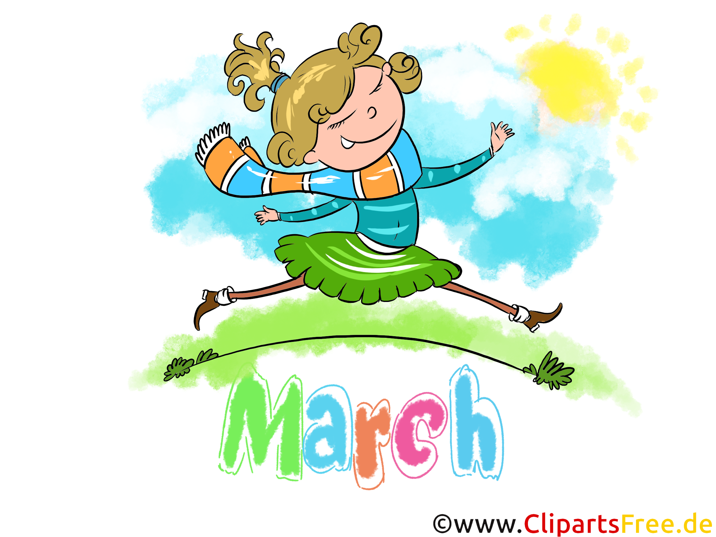 March Illustration Month Clip Art Free