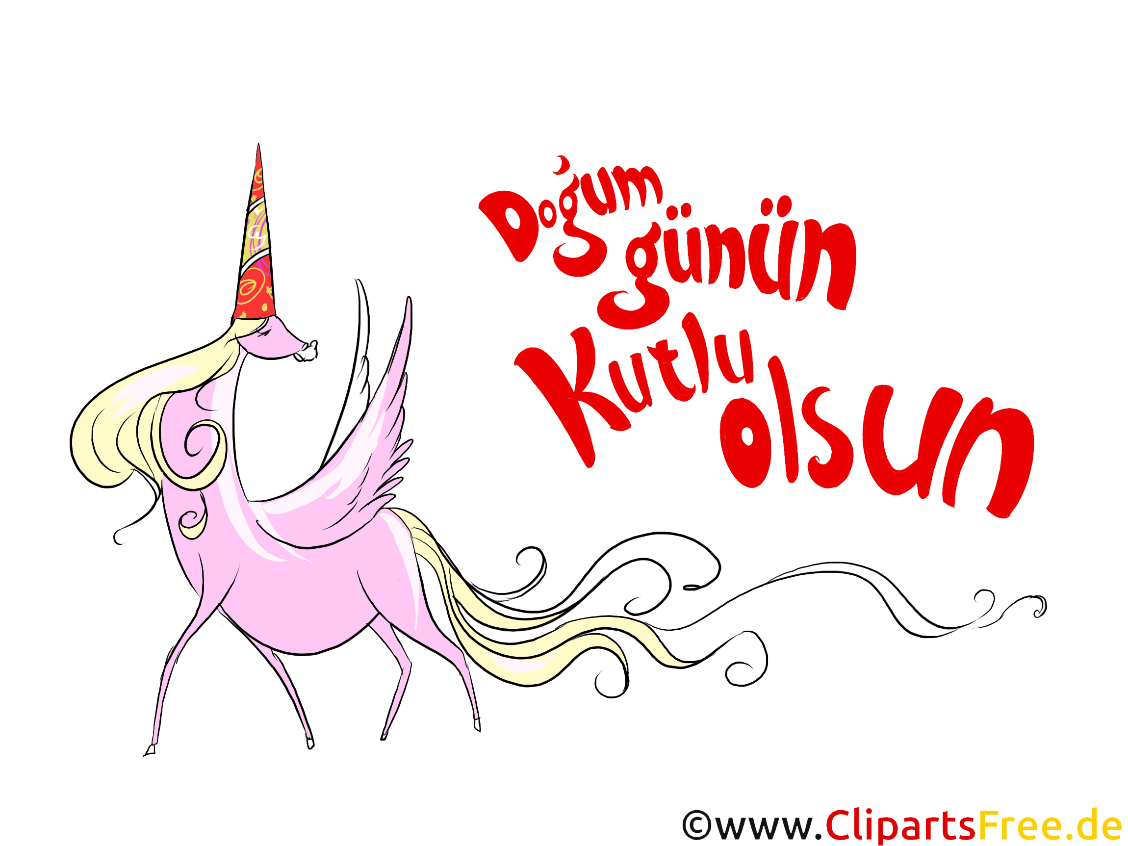 터키어 클립 아트 그림에서 생일을위한 아름다운 카드