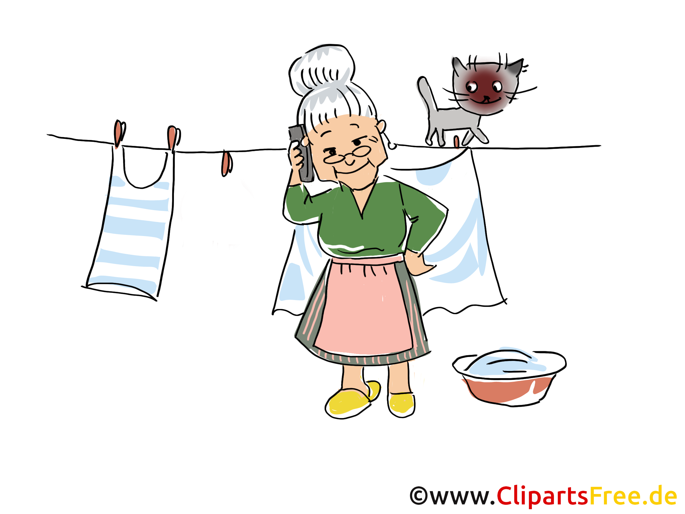 Бабушка стирает